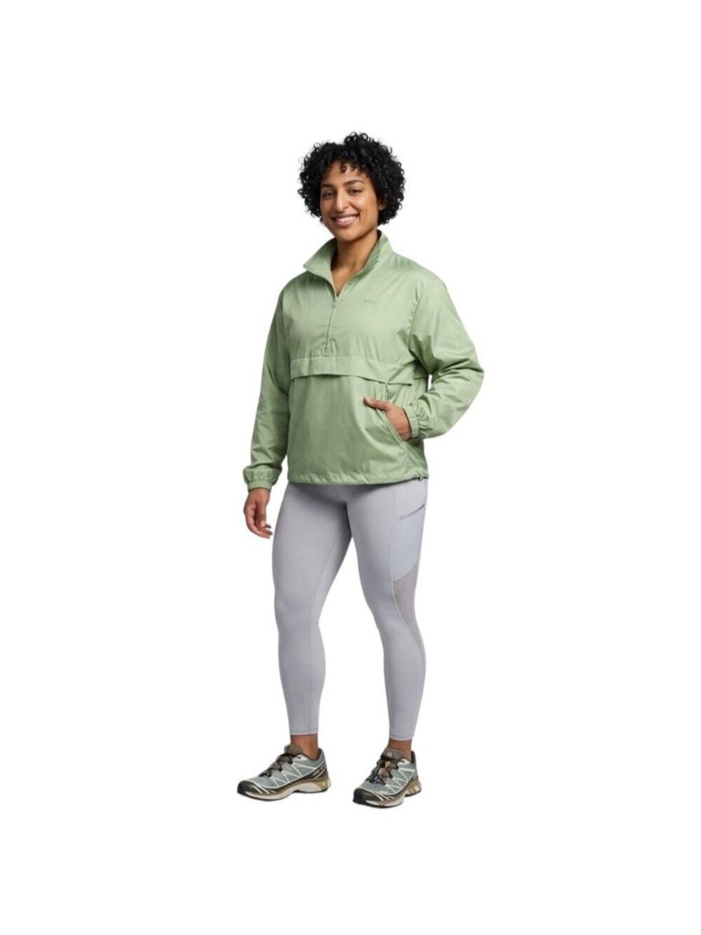 Bala Half Zip Windbreaker Jacket L/XL Sage Green Lightweight Mesh Lined FFF